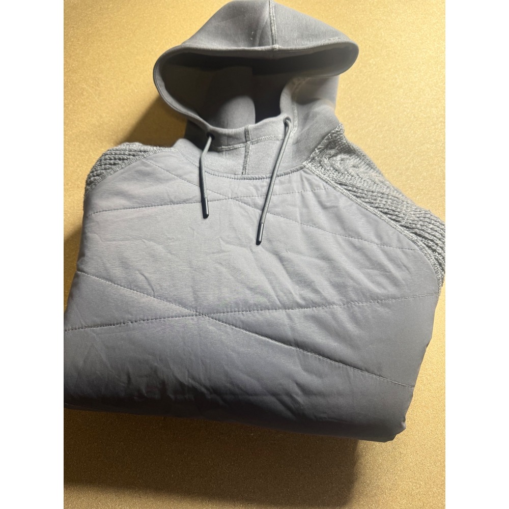 Kari Traa Grey‎ Hybrid Quilted Puffer Cable Knit Sleeve Hoodie Pullover Mens M